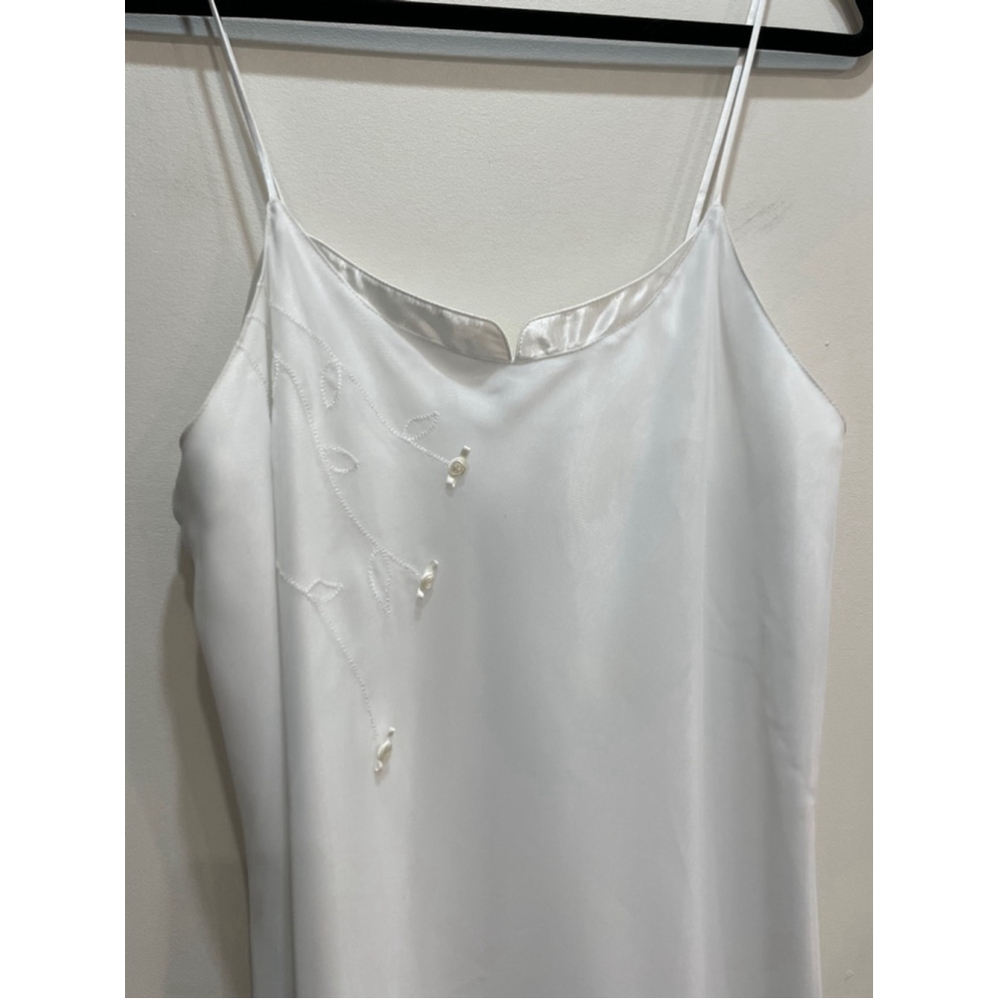 Vintage La Vie En Rose Slip Dress S Maxi White Bridal Trad Wife Y2K Rosette Prom - Picture 2 of 12